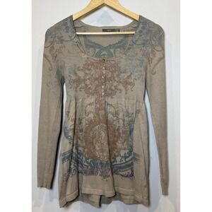 Babydoll Boho Fairycore Top Long Sleeve Ornate Gothic Y2K Tunic Womens M